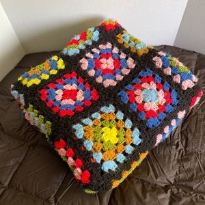 Crochet Granny Square Colorful Afghan 77”x71” Throw Roseanne Blanket
